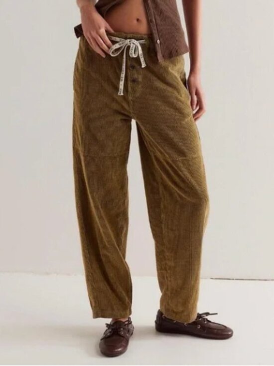 We The Free Pants - We The Free People Roscoe Pull-On Straight Textured Cotton Pants Size XL NWT